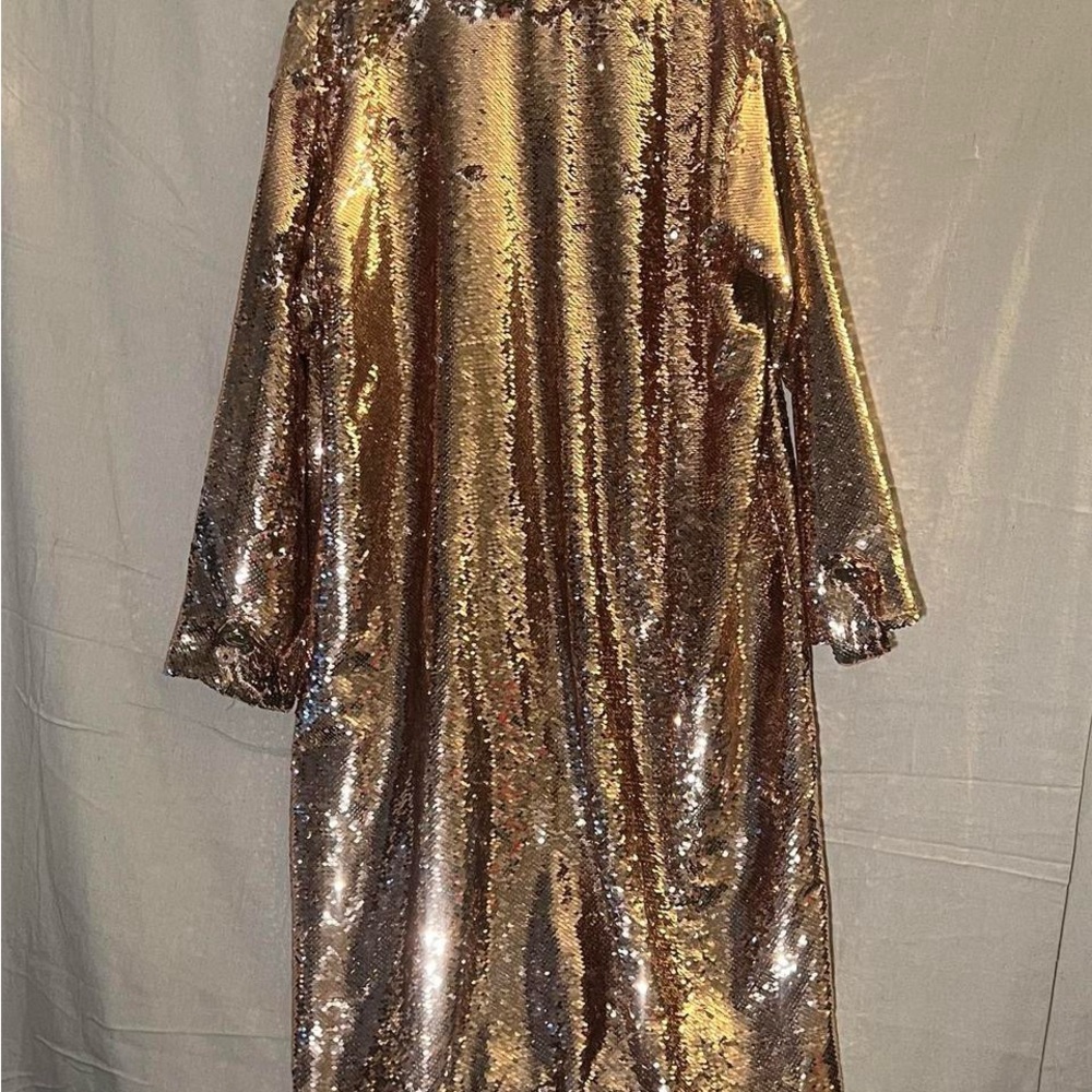 Custom Large Gold Sequin Long Coat - Picture 4 of 5